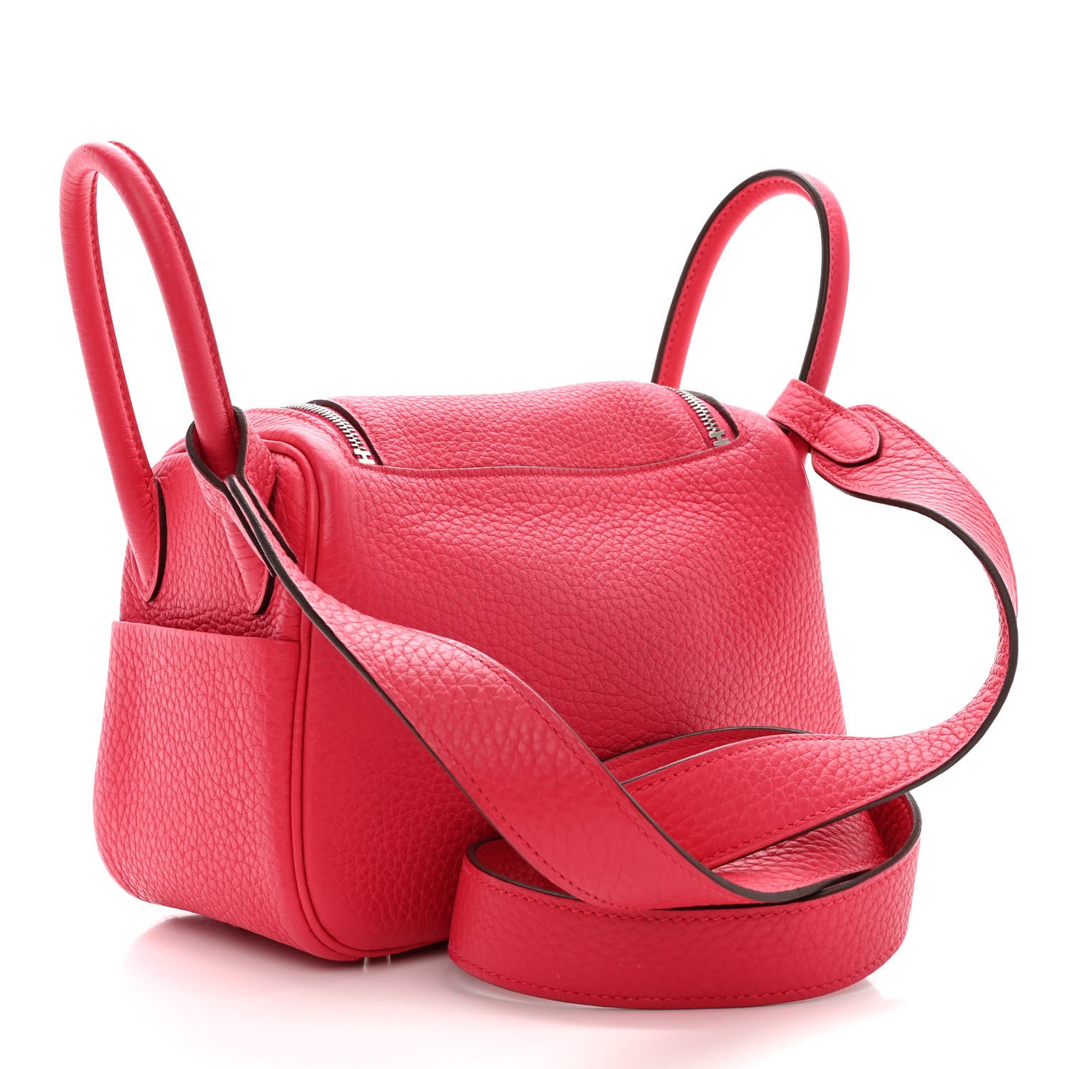 Hermes Taurillon Clemence Mini Lindy 20 Rose Extreme 3 of 12
