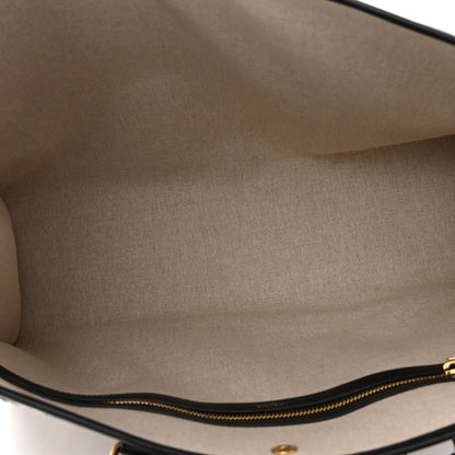 Celine Canvas Calfskin Triomphe Embroidered Horizontal Cabas Black 5 of 10
