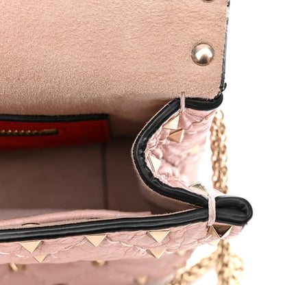 Valentino Garavani Craquele Nappa Medium Rockstud Spike Shoulder Bag Water Rose 10 of 18