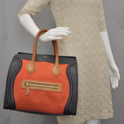 Celine Leather and Linen Mini Luggage Tri-Color Poppy 2 of 10