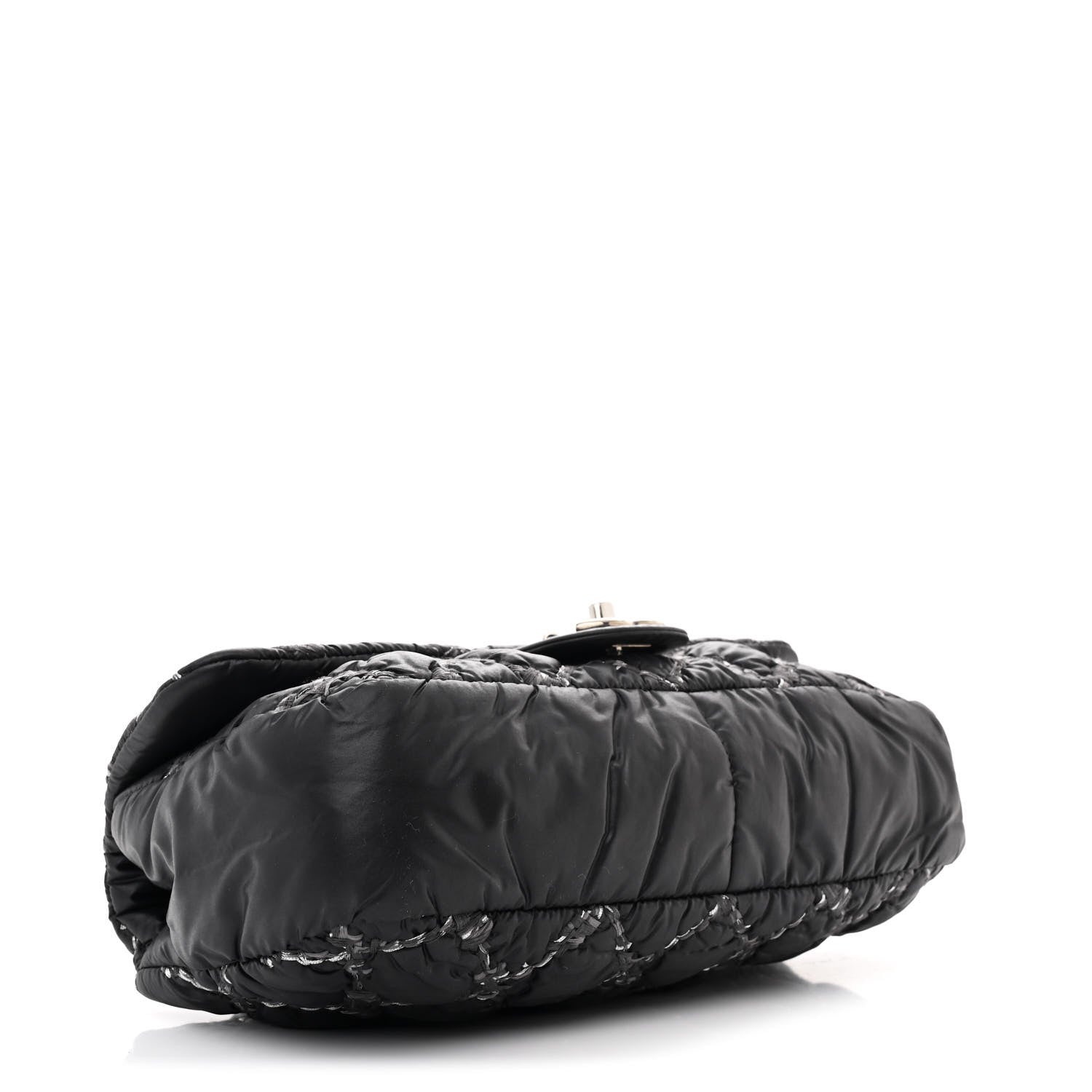 Chanel Nylon Quilted Tweed Stitch Medium Bubble Flap Black 4 of 10