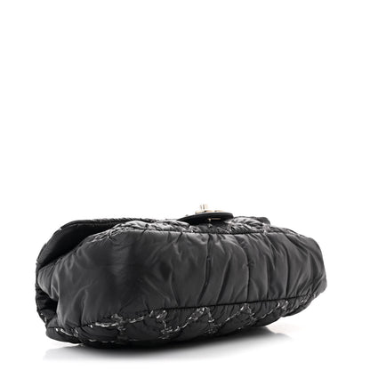 Chanel Nylon Quilted Tweed Stitch Medium Bubble Flap Black 4 of 10