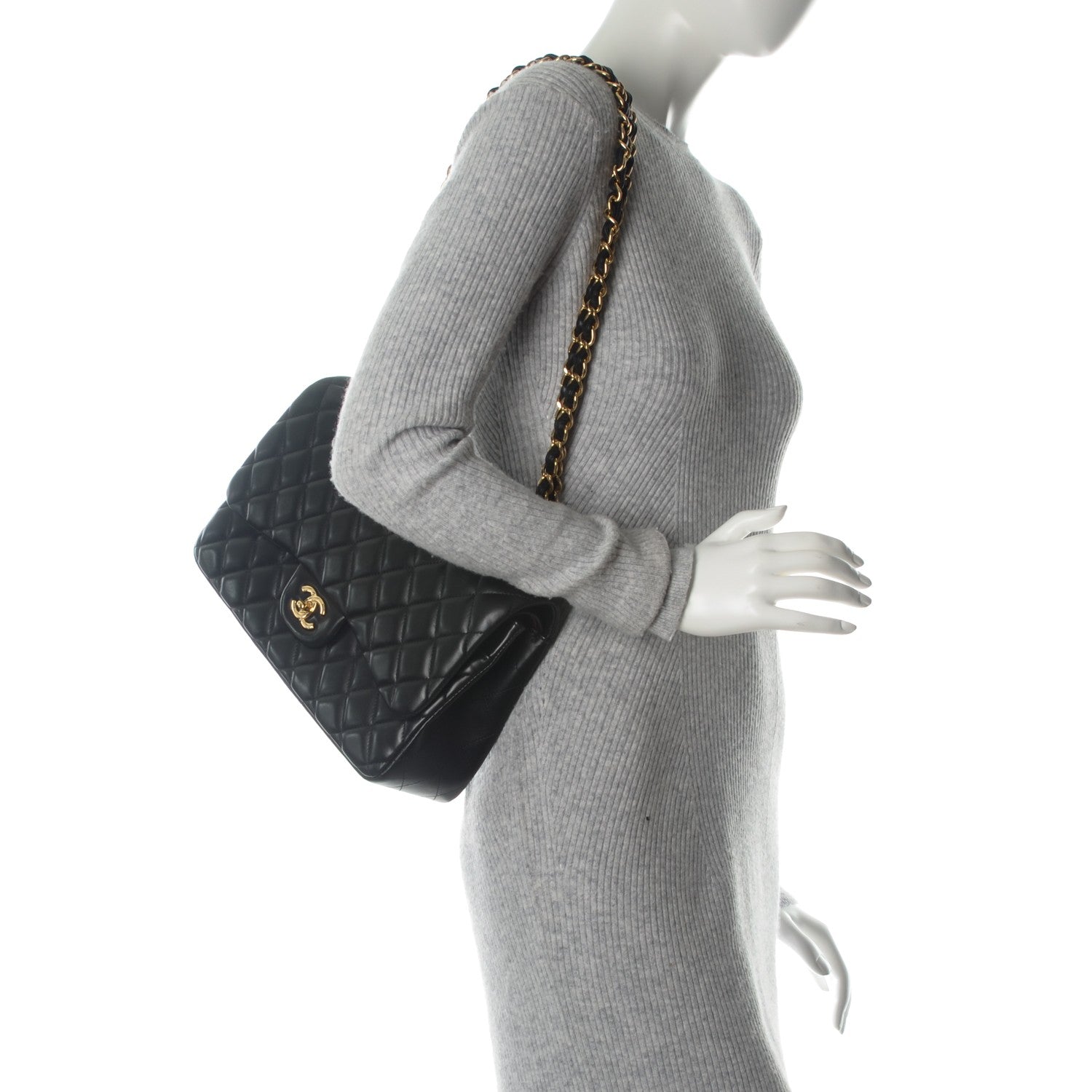 Chanel Lambskin Quilted Jumbo Double Flap Black 2 of 7