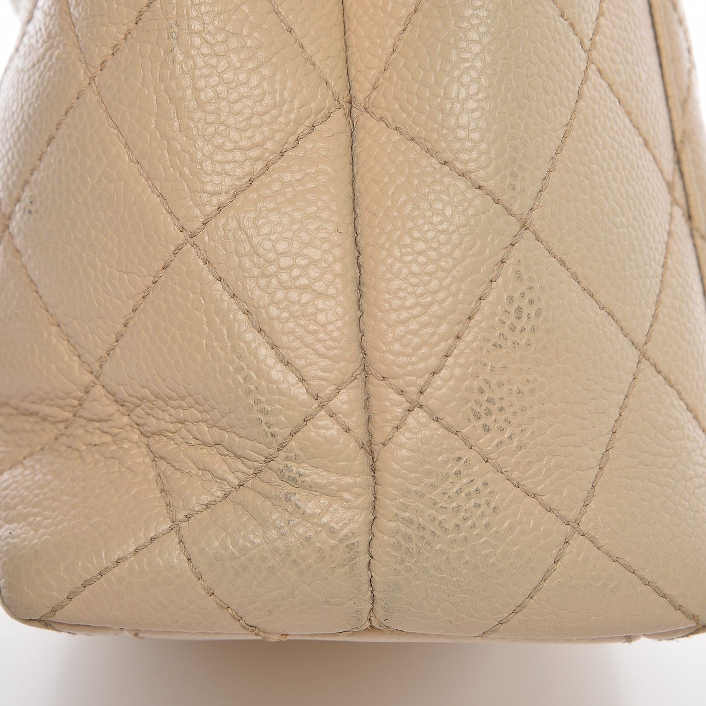 Caviar Quilted Jumbo Kelly Flap Beige Clair