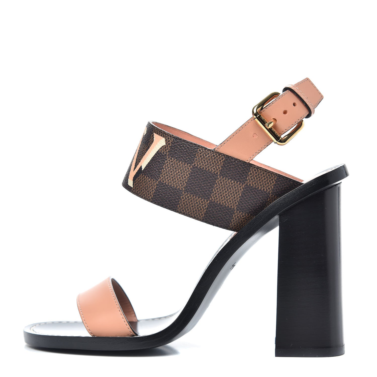 Louis Vuitton Calfskin Damier Ebene Passenger Heeled Sandals 39 1 of 9