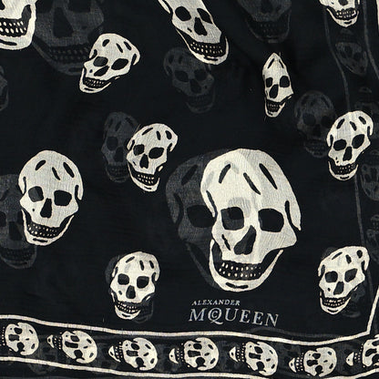 Alexander McQueen Silk Chiffon Skull Scarf Black Ivory 3 of 4