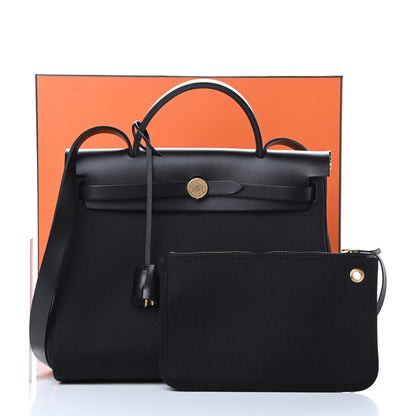 Hermes Military Toile Vache Hunter Herbag Zip PM 31 Black 12 of 12