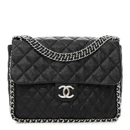 Chanel Washed Lambskin Quilted Maxi Chain Around Flap Black 1 of 11