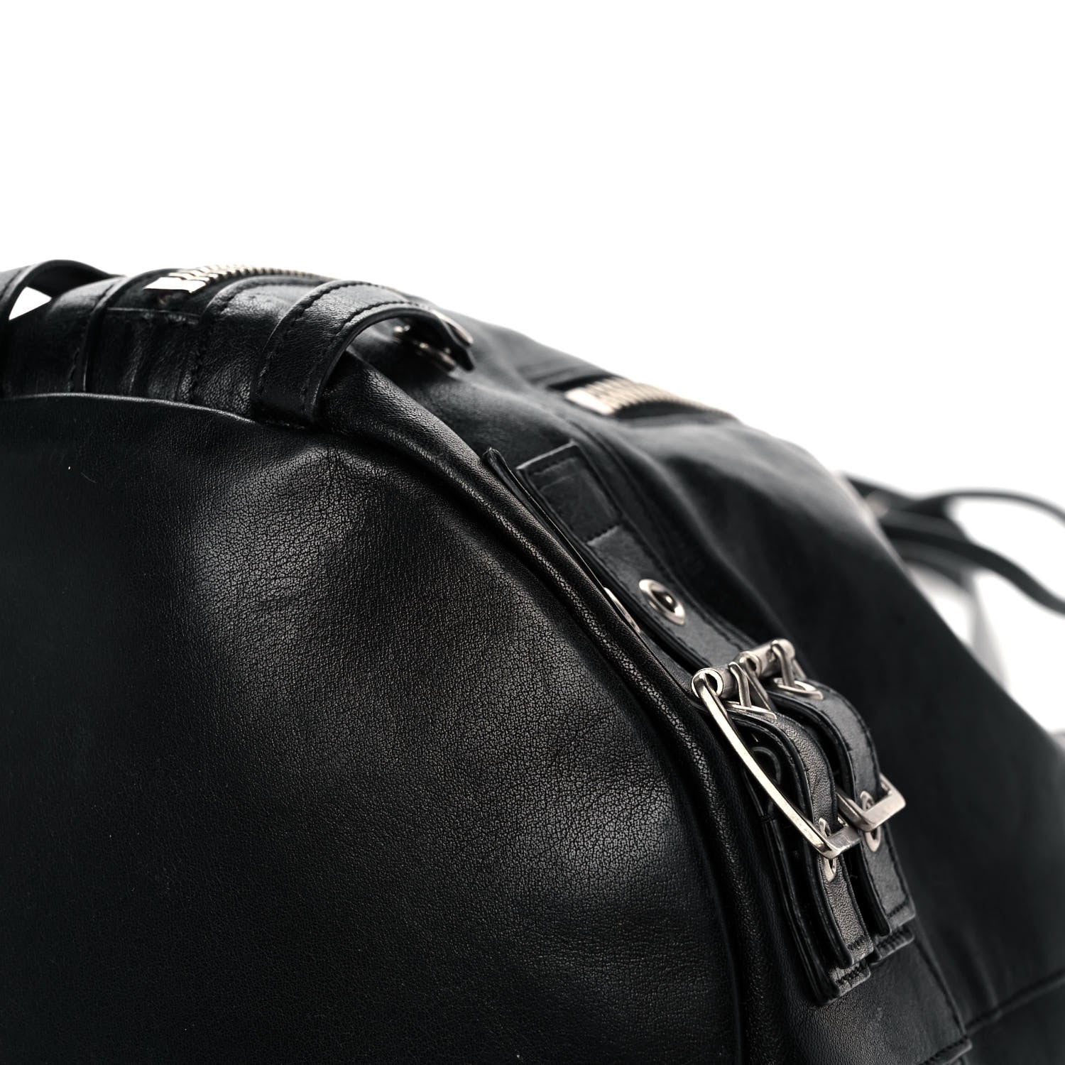 Saint Laurent Calfskin Medium Rider Bucket Bag Black 8 of 14