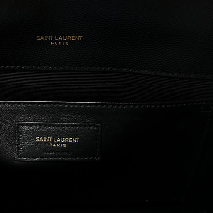 Saint Laurent Grain De Poudre Textured Mixed Matelasse Triquilt Medium Monogram Satchel Black 6 of 10