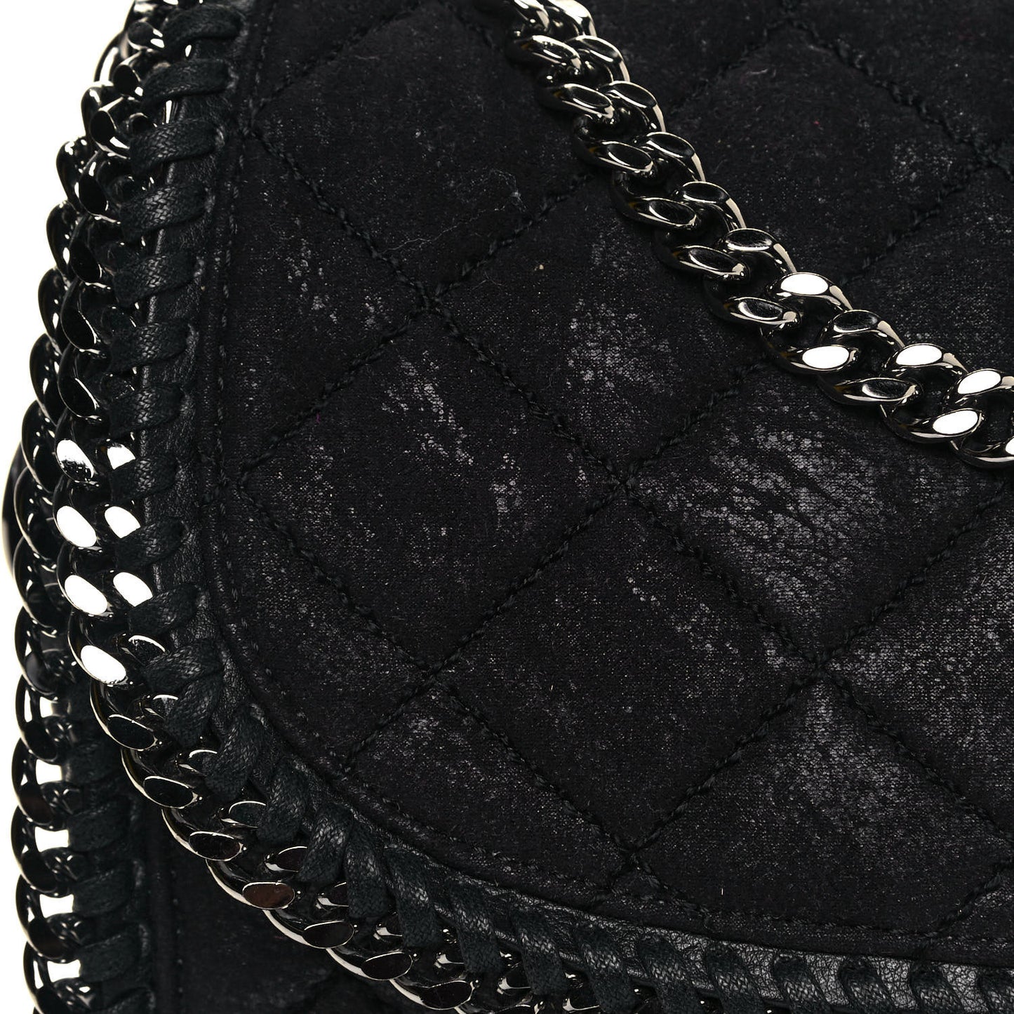 Shaggy Deer Quilted Falabella Shoulder Bag Black
