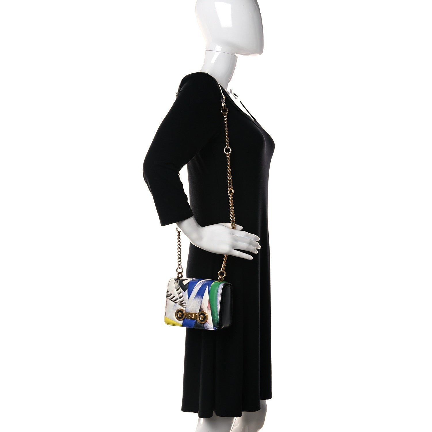 Versace Nappa The Clash Print Tribute Shoulder Bag Black Multicolor 2 of 15