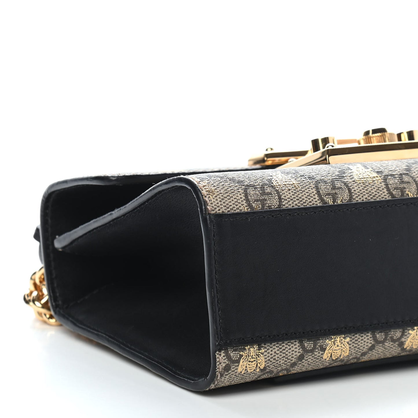GG Supreme Monogram Bees Small Padlock Shoulder Bag Black