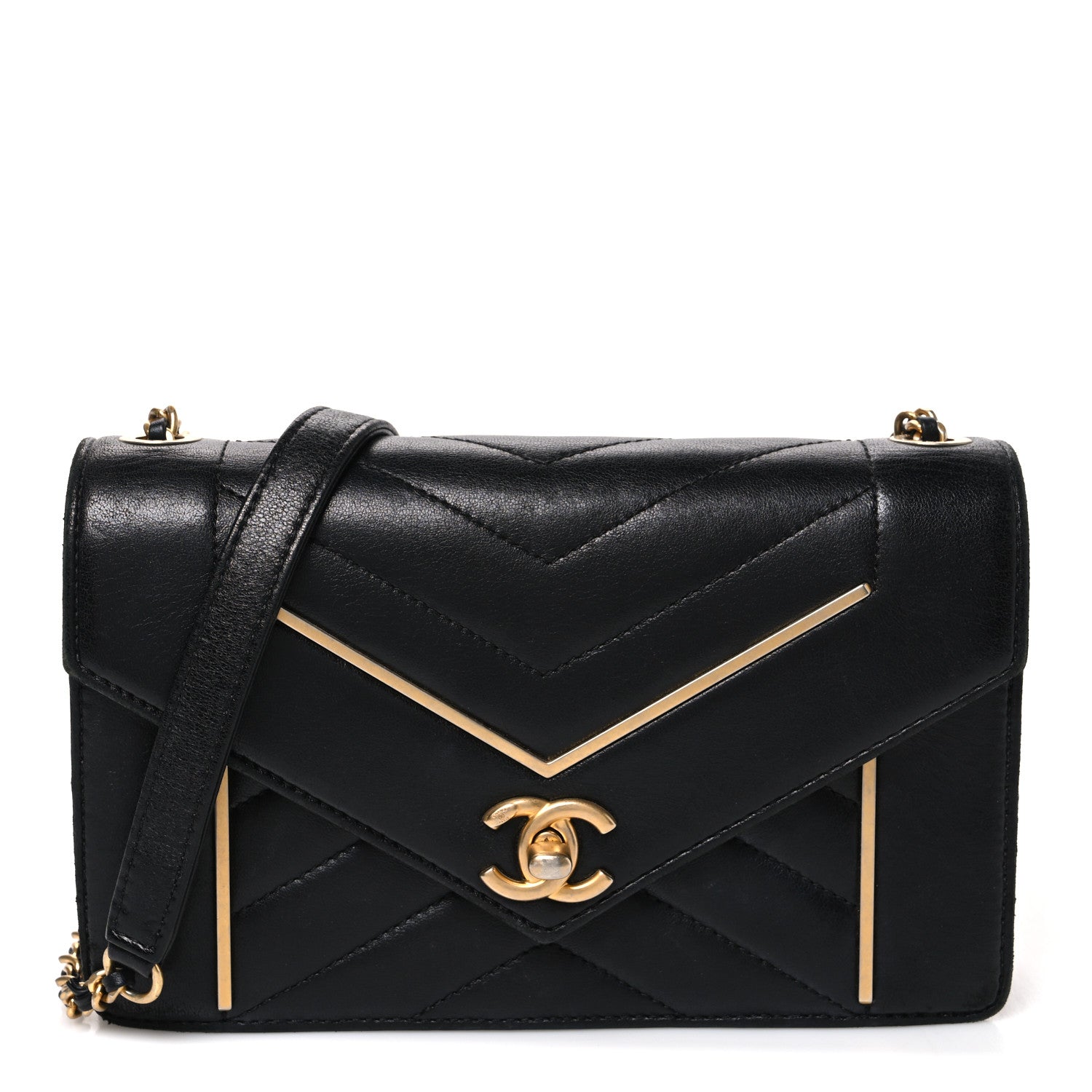 Chanel Lambskin Reversed Chevron Quilted Flap Black 1 of 11
