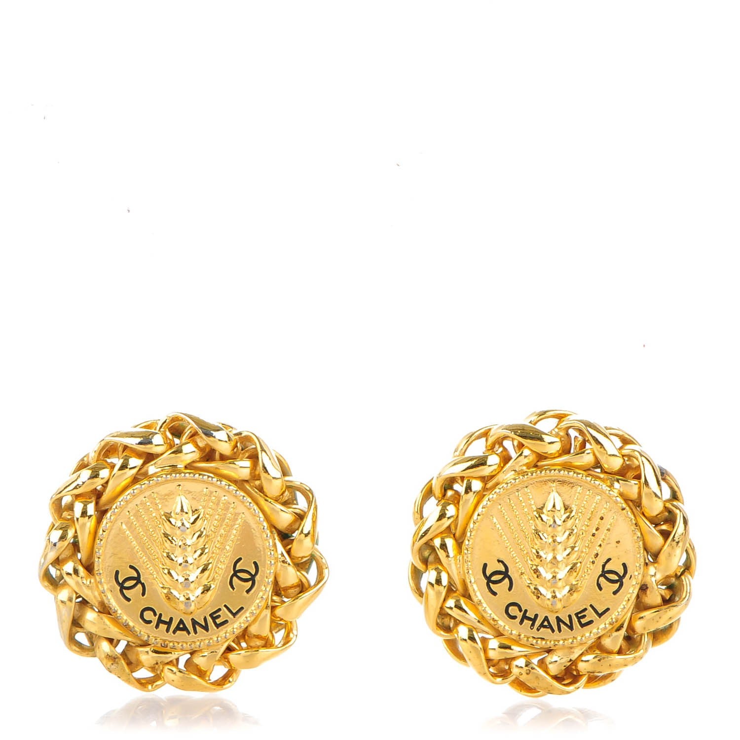 Chanel Wheat CC Clip On Earrings Gold 1 of 5