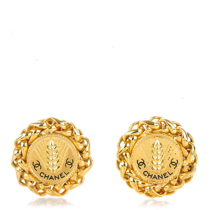 Chanel Wheat CC Clip On Earrings Gold 1 of 5