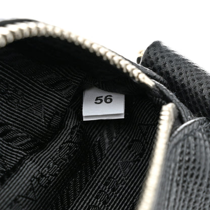 Prada Saffiano Cuir Triangle Logo Embossed Triangle Shoulder Bag Black 7 of 10