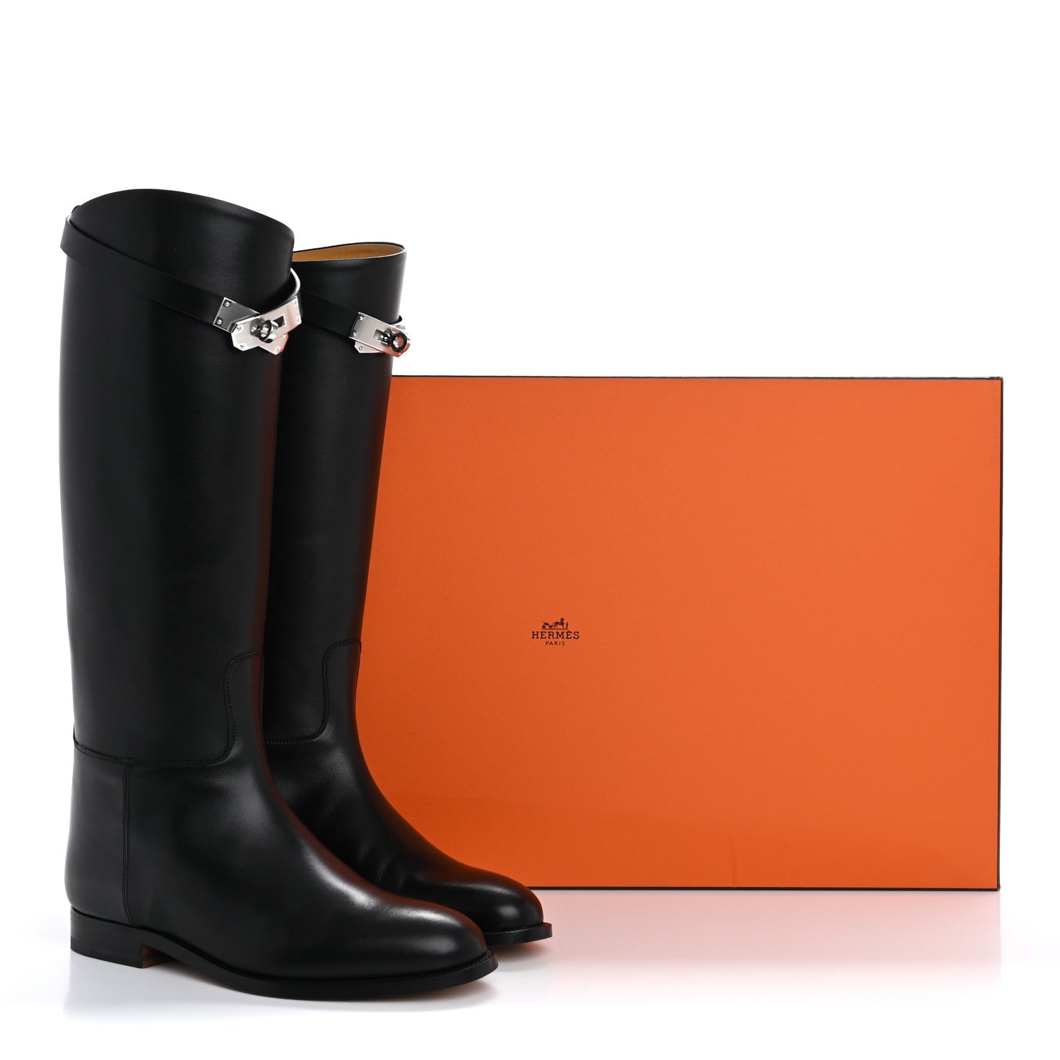Hermes Box Kelly Jumping Boots 37 Black 9 of 9