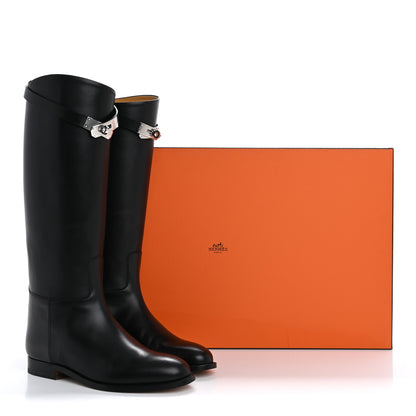 Hermes Box Kelly Jumping Boots 37 Black 9 of 9