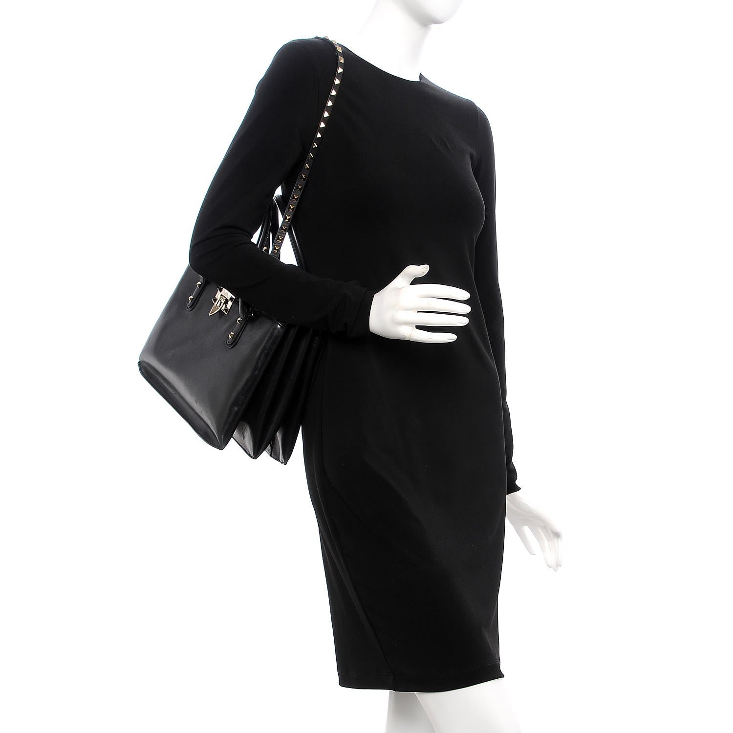 Valentino Garavani Vitello Rockstud Accordion Satchel Black 2 of 15