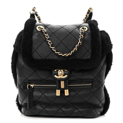 Chanel Lambskin Shearling Quilted CC Backpack Black 1 of 9