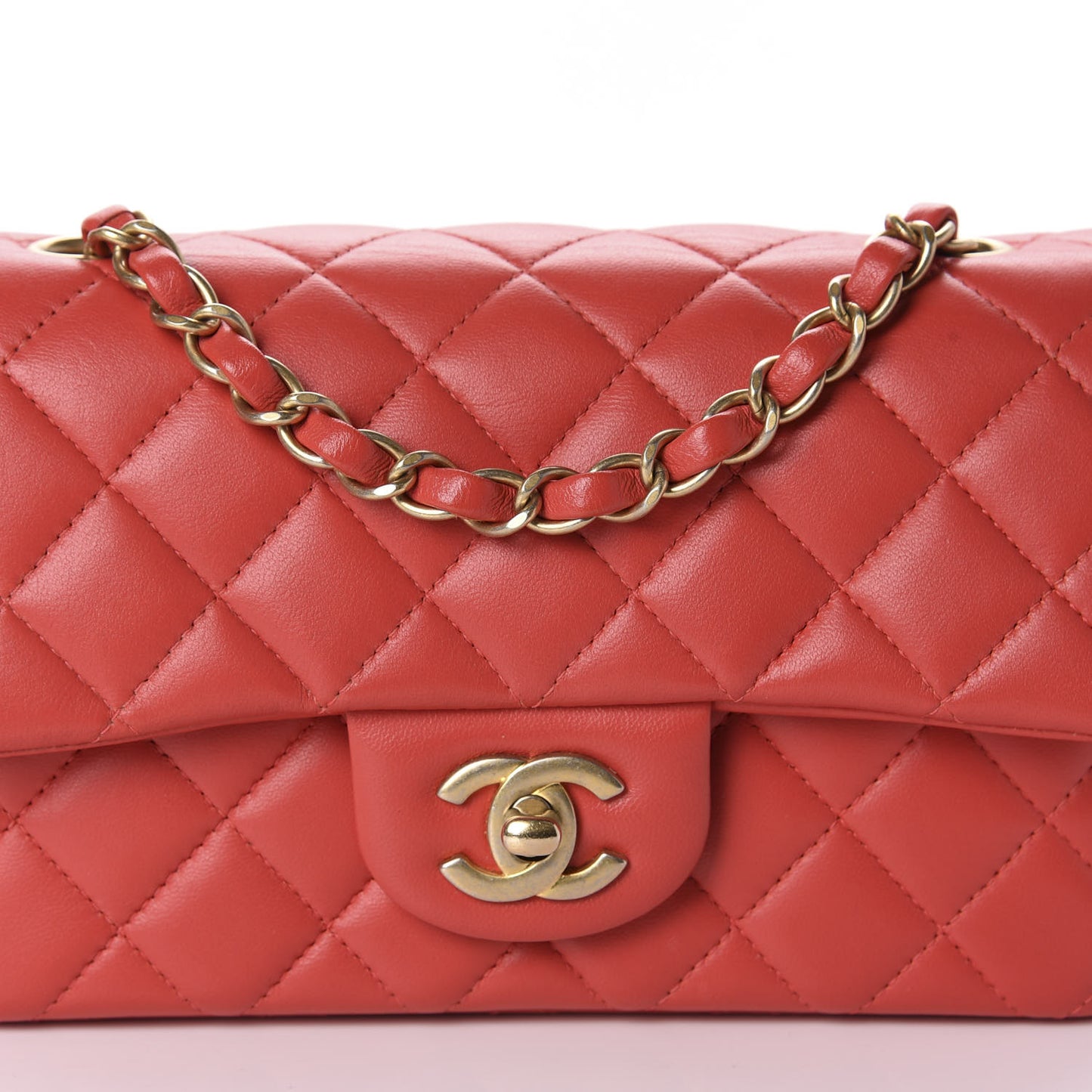 Lambskin Quilted Mini Rectangular Flap Red