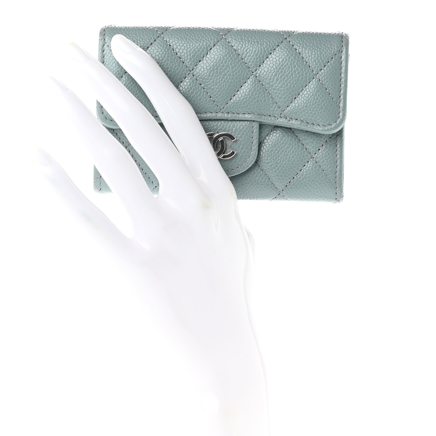 Chanel Caviar Quilted Flap Card Holder Wallet Grey 2 of 8