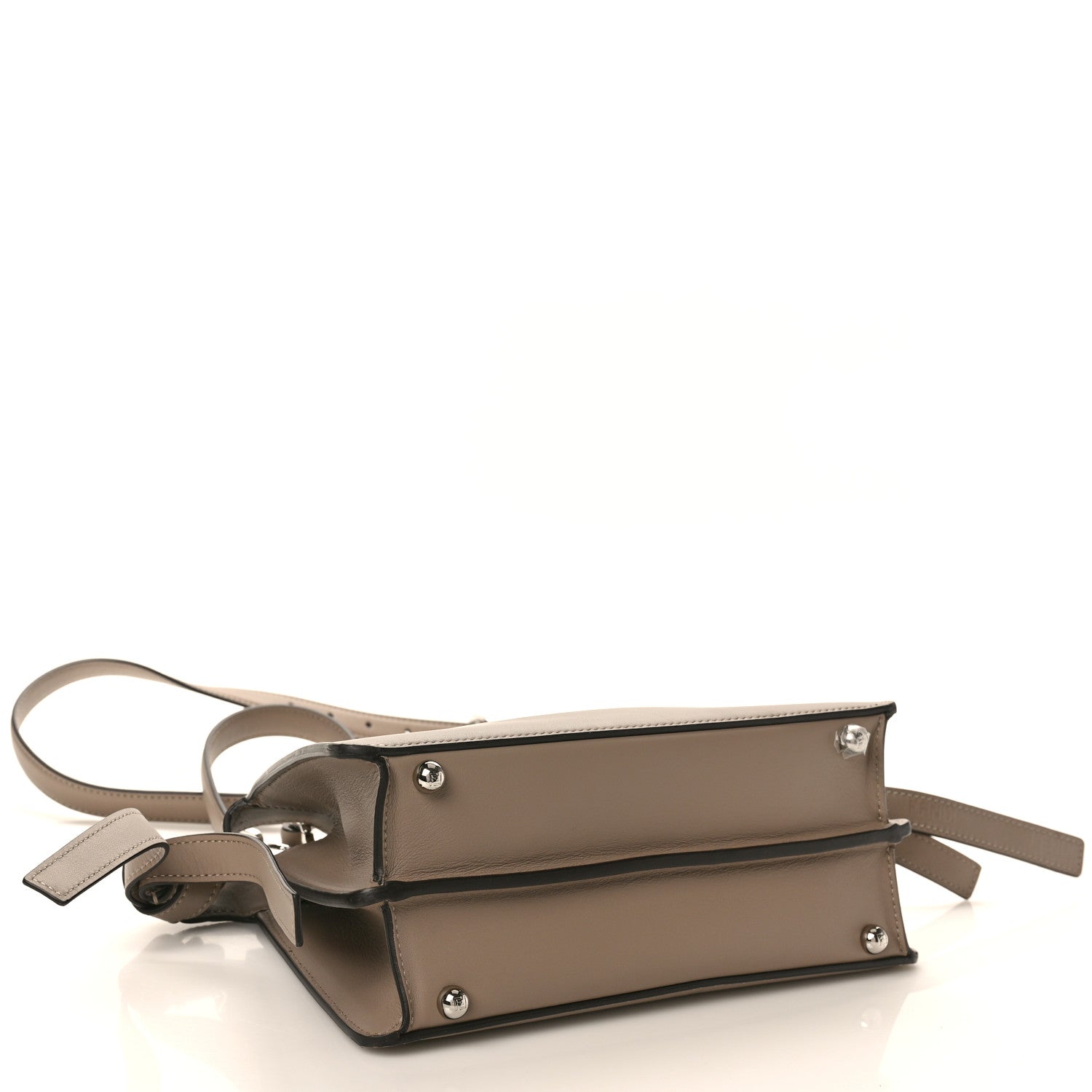 Fendi Vitello Seta Shiny Nappa Logo Embossed Laces Small Peekaboo I SEE U Satchel Tortora 4 of 12