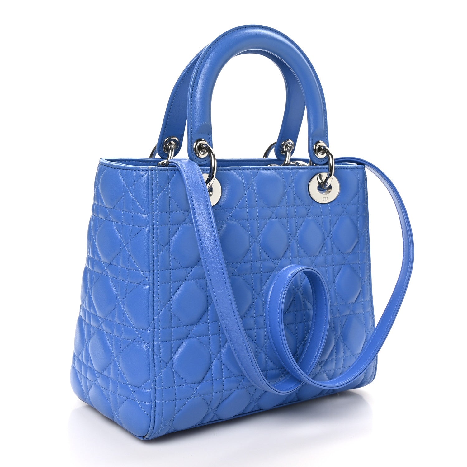 Christian Dior Lambskin Cannage Medium Lady Dior Blue Persan 3 of 11