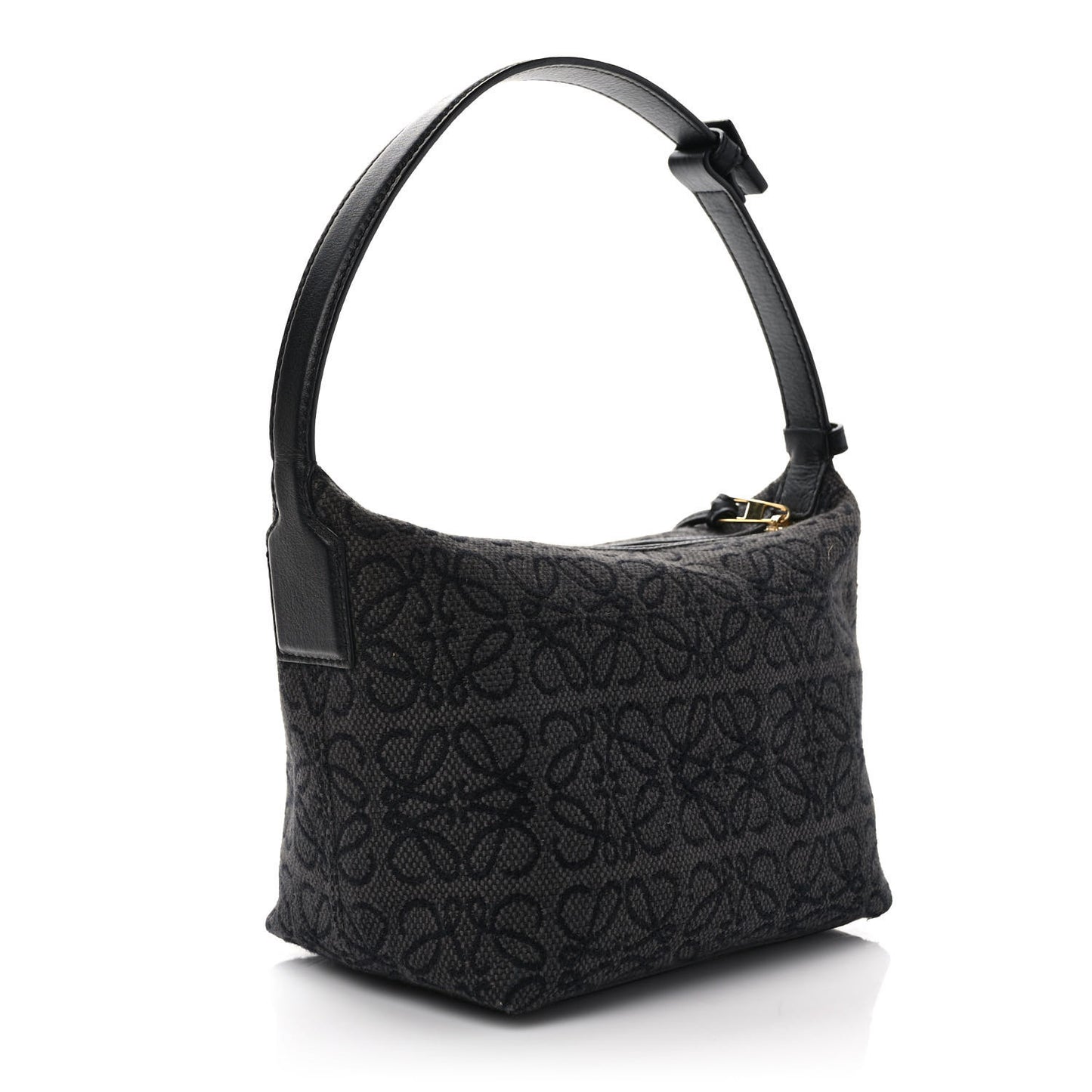 Jacquard Anagram Calfskin Small Cubi Bag Anthracite Black