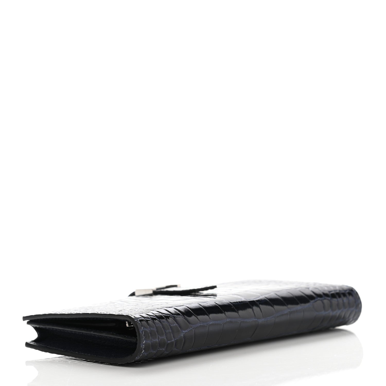 Hermes Shiny Alligator Bearn Wallet Bleu Marine 4 of 10