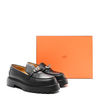 Hermes Calfskin Womens Icone Loafers  37.5 Black 9 of 9