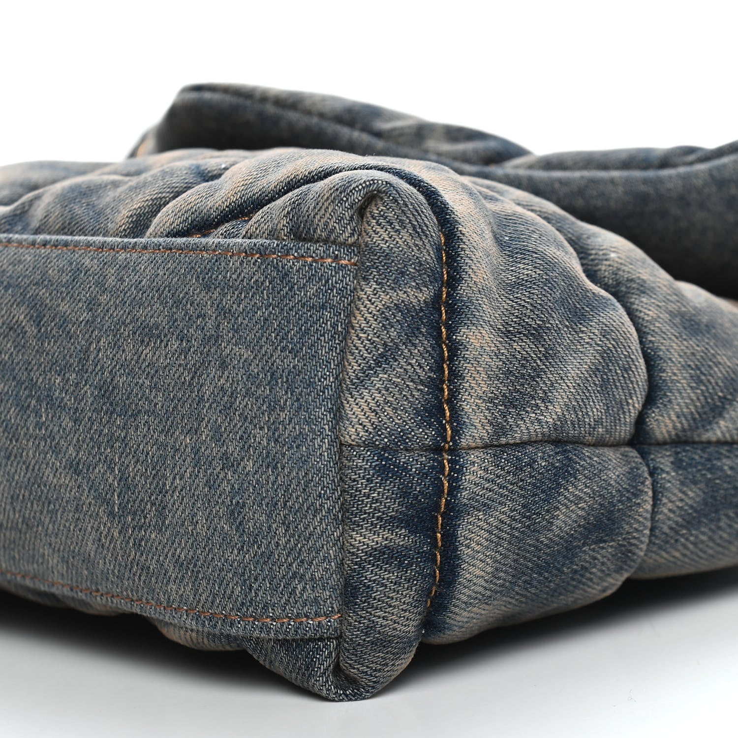 Saint Laurent Denim Quilted Toy Loulou Puffer Monogram Chain Satchel Blue Black 9 of 9