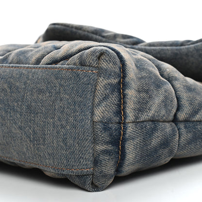 Saint Laurent Denim Quilted Toy Loulou Puffer Monogram Chain Satchel Blue Black 9 of 9
