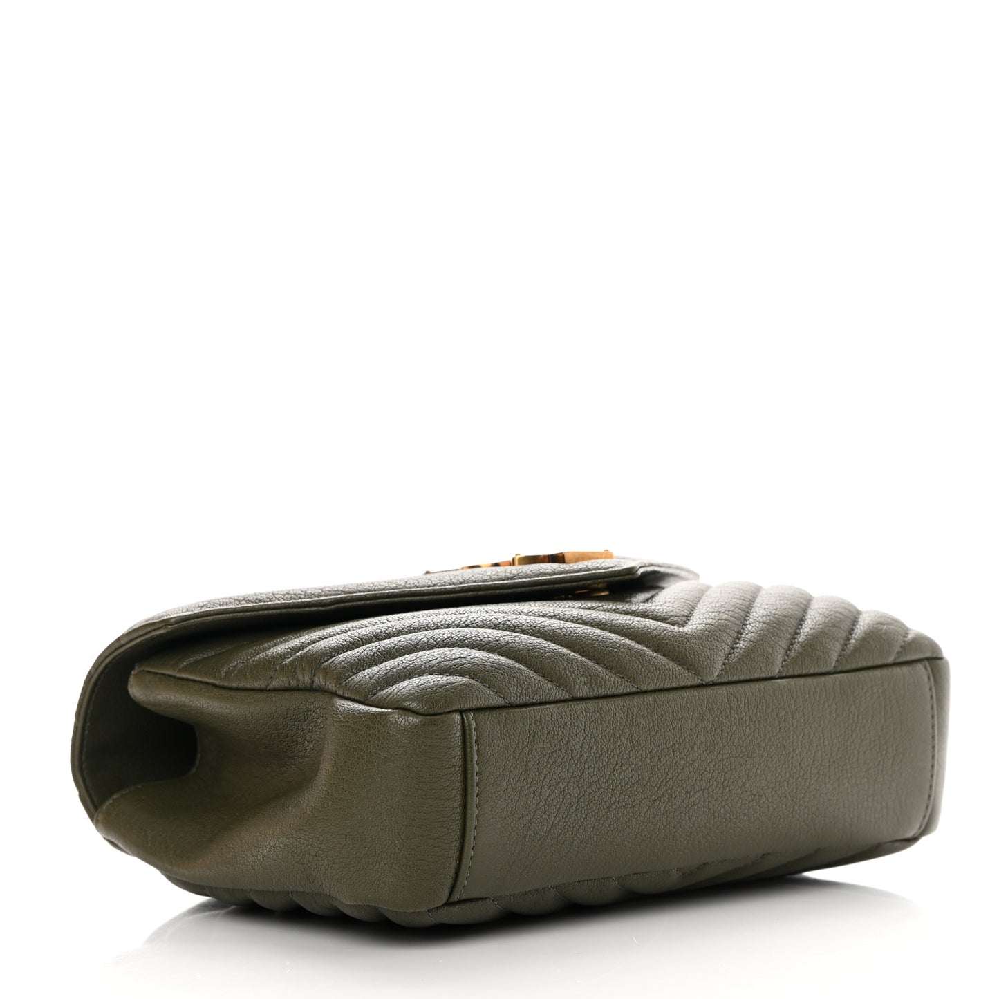 Sheepskin Matelasse Chevron Monogram Medium College Bag Military Olive