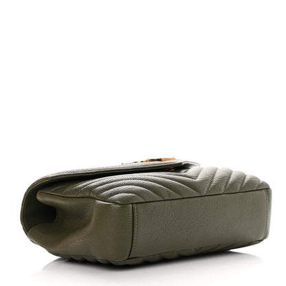 Saint Laurent Sheepskin Matelasse Chevron Monogram Medium College Bag Military Olive 4 of 14