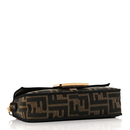 Fendi Fabric Jacquard FF 1974 Mini Baguette Tobacco Moro Black 4 of 8