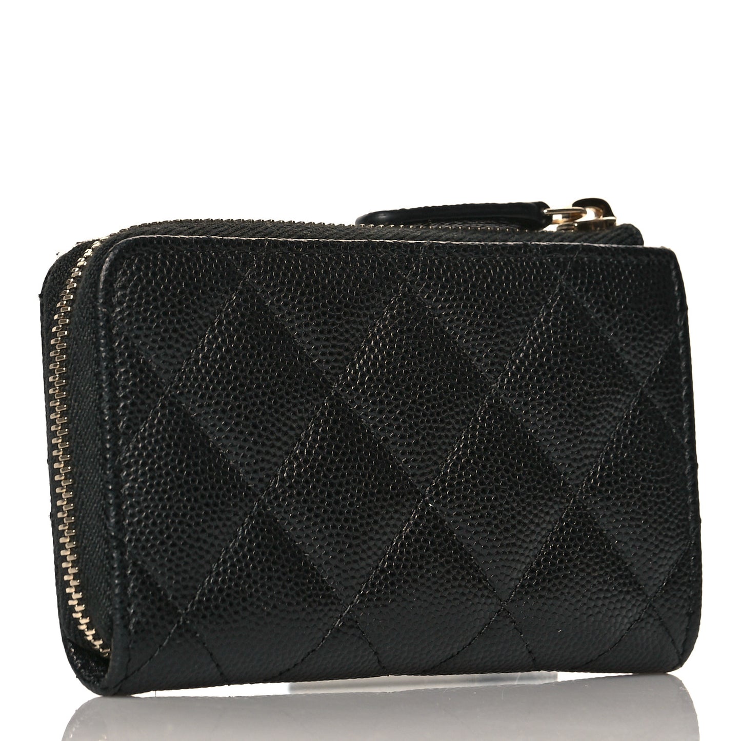 Caviar Quilted Zipped Key Holder Case Black