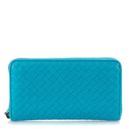 Bottega Veneta Nappa Intrecciato Zip Around Wallet Turquoise 1 of 9