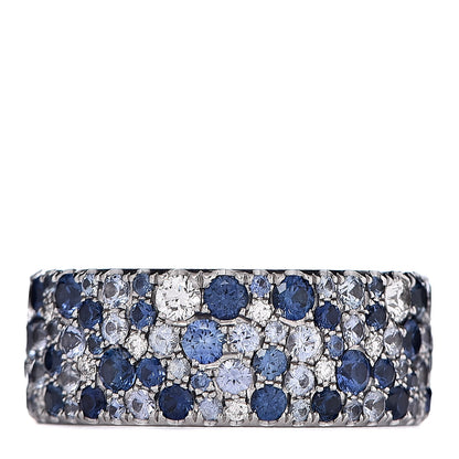Tiffany 18K White Gold Diamond Blue Sapphire Metro Band Ring 49 5 3 of 5