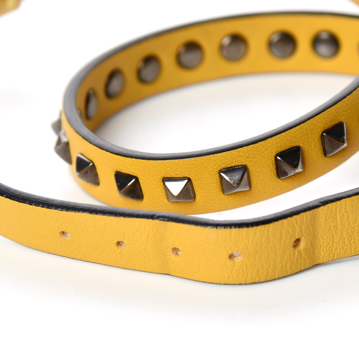 Valentino Garavani Vitello Rockstud Bracelet Yellow 4 of 7