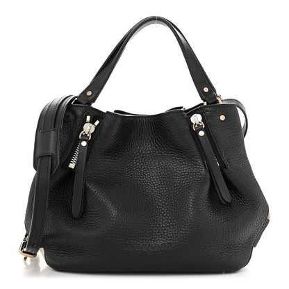 Burberry Grainy Calfskin House Check Small Maidstone Black 1 of 16