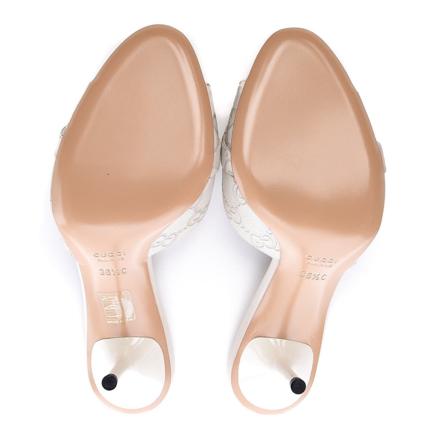 Guccissima Horsebit Mid Heel Slides 36.5 Mystic White