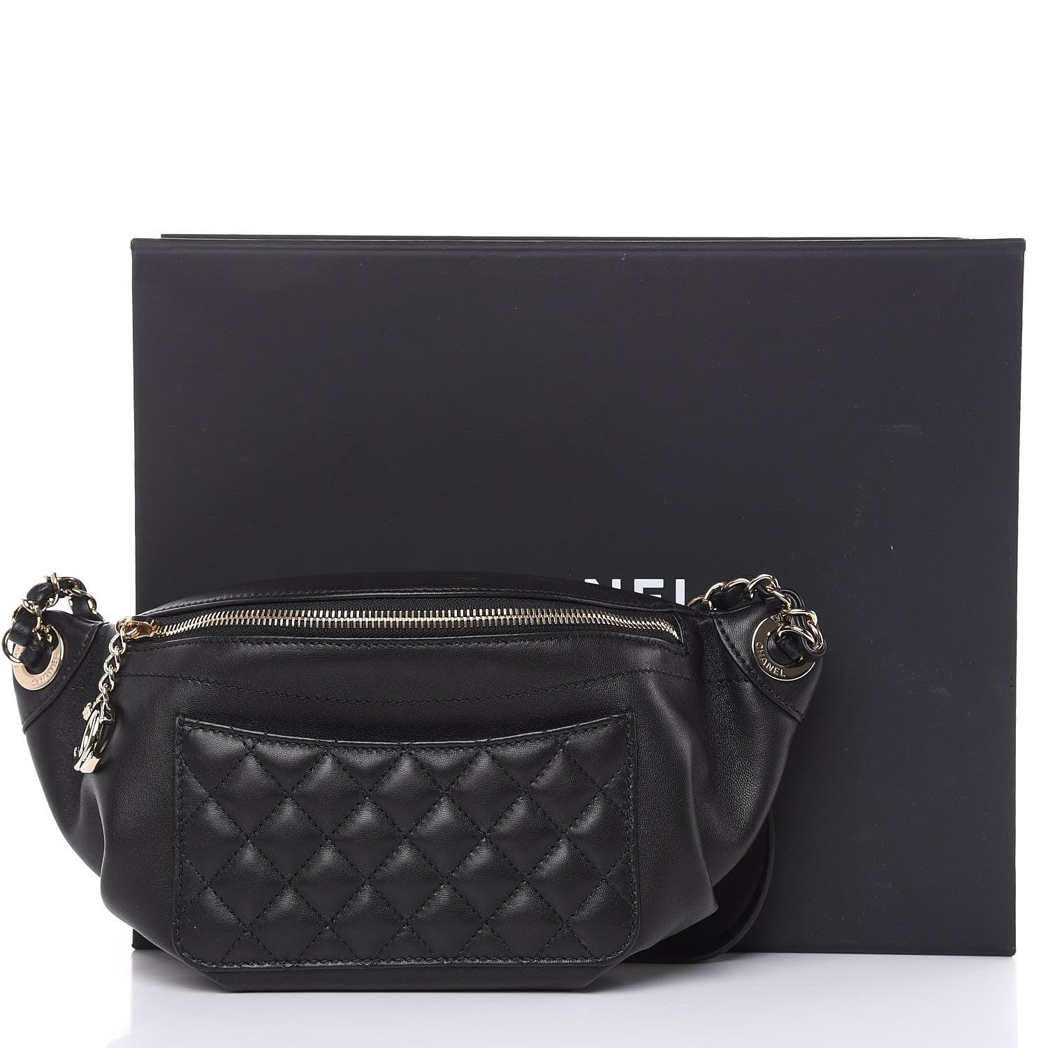Chanel Lambskin Quilted Waist Bag Fanny Pack Black 12 of 12