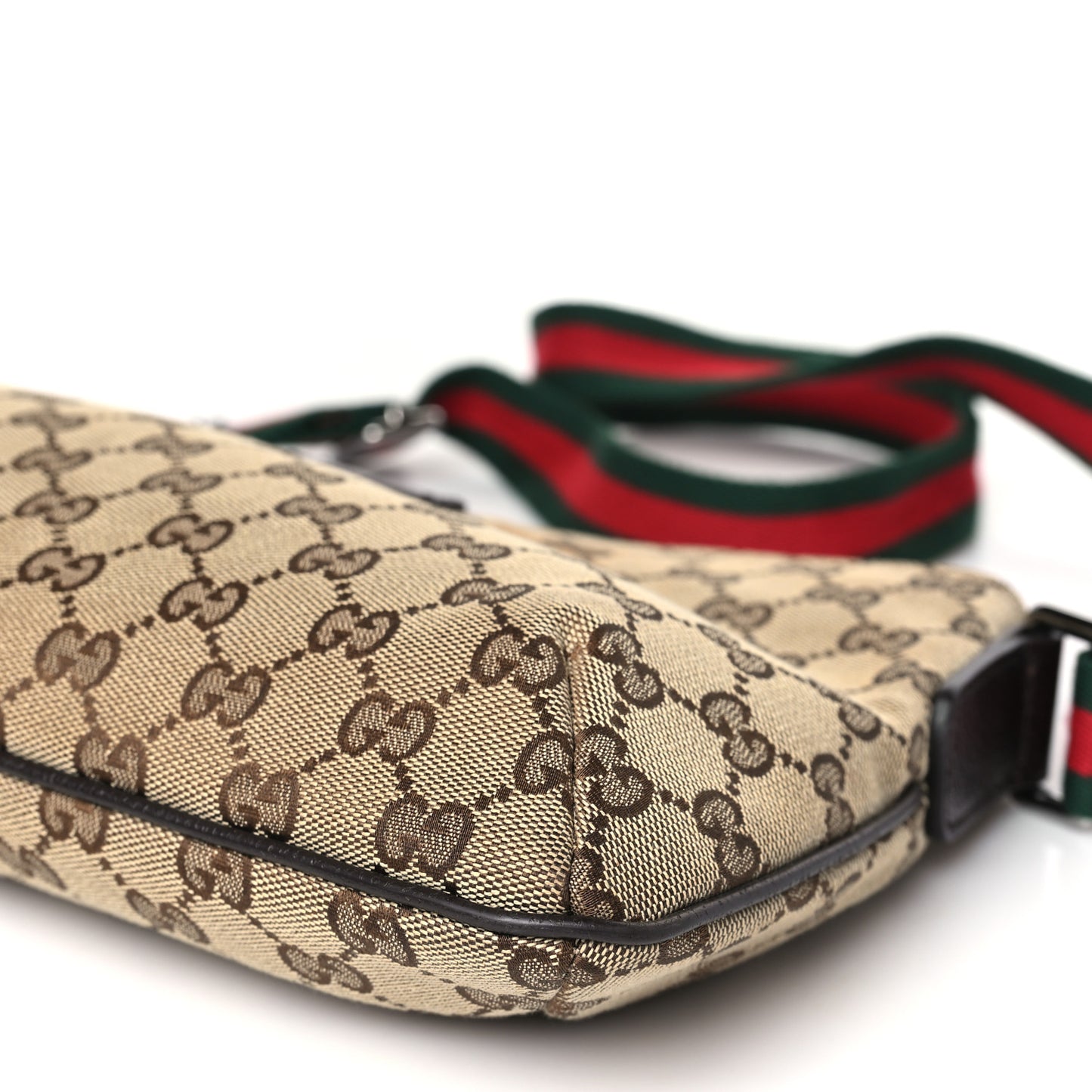Monogram Web Small Flat Messenger Crossbody Dark Brown