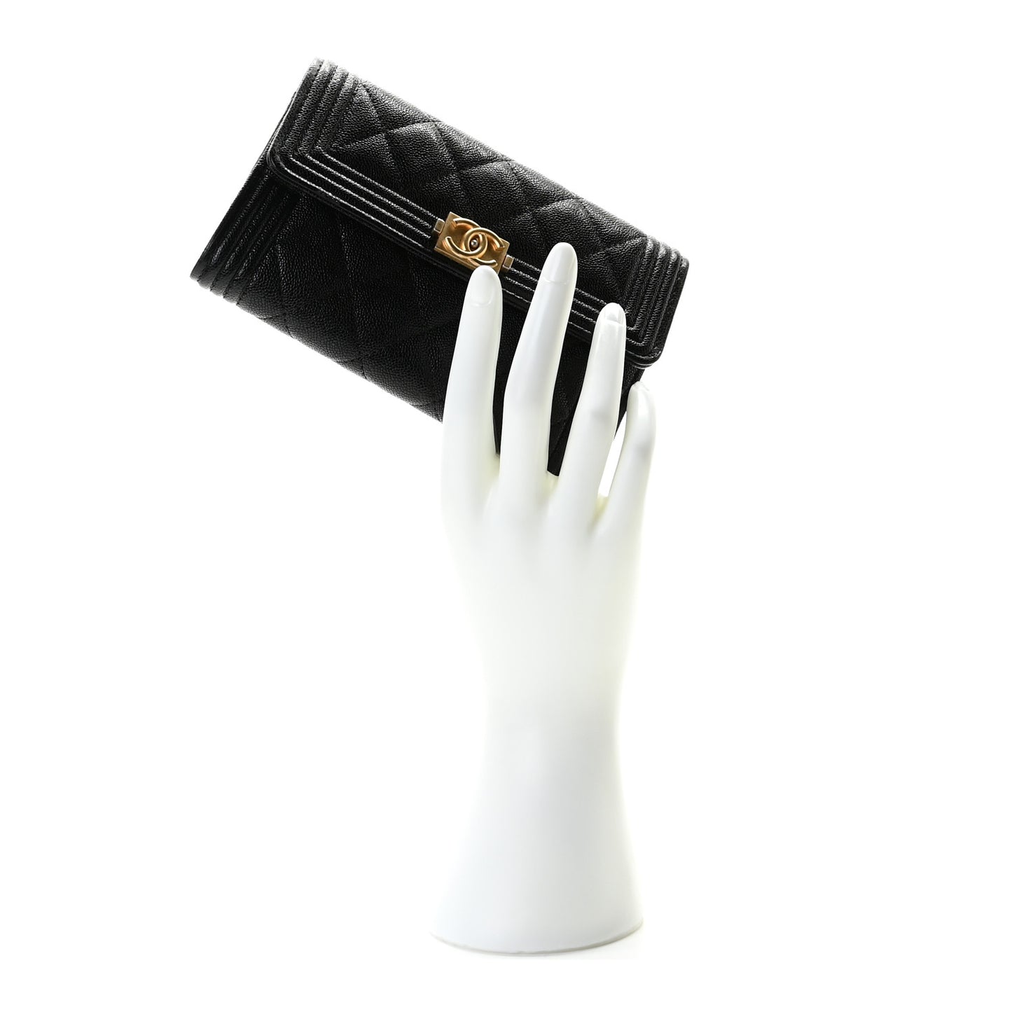 Caviar Quilted Medium Boy Flap Wallet Black
