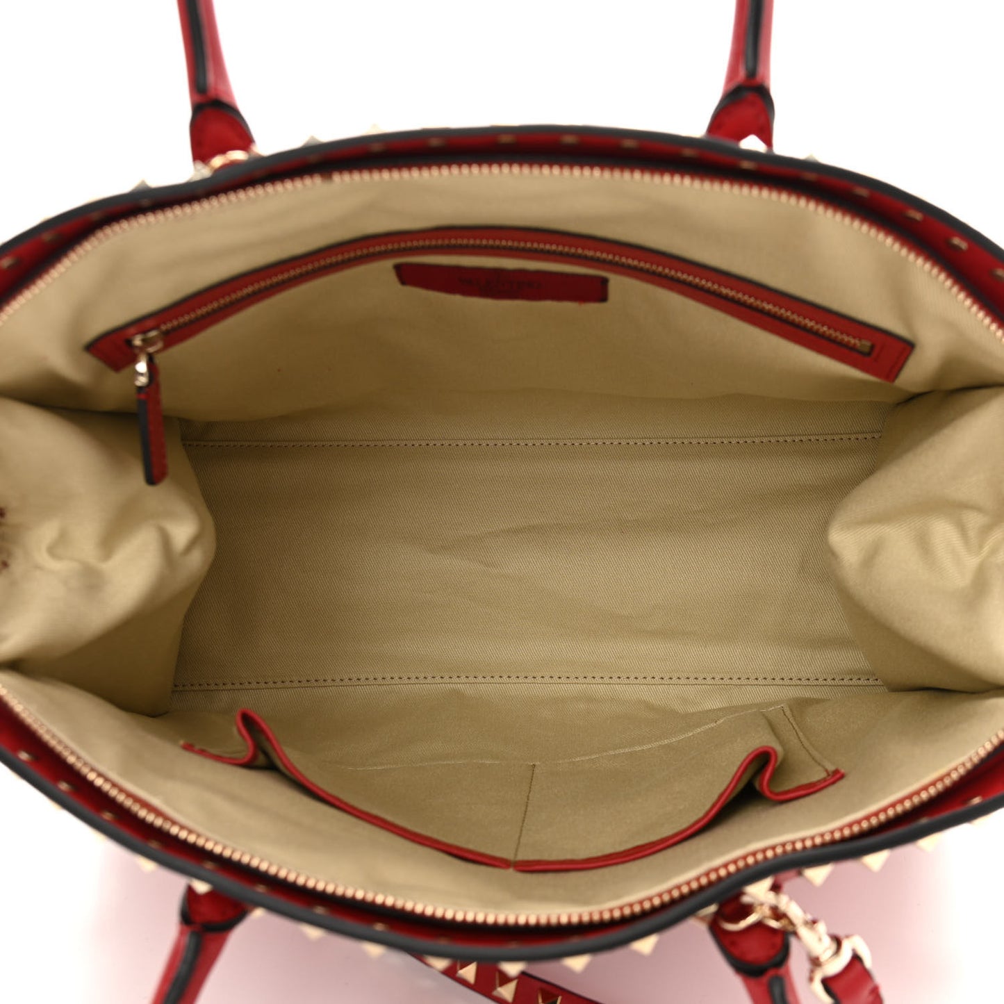 Vitello Rockstud Dome Shopper Rosso Valentino