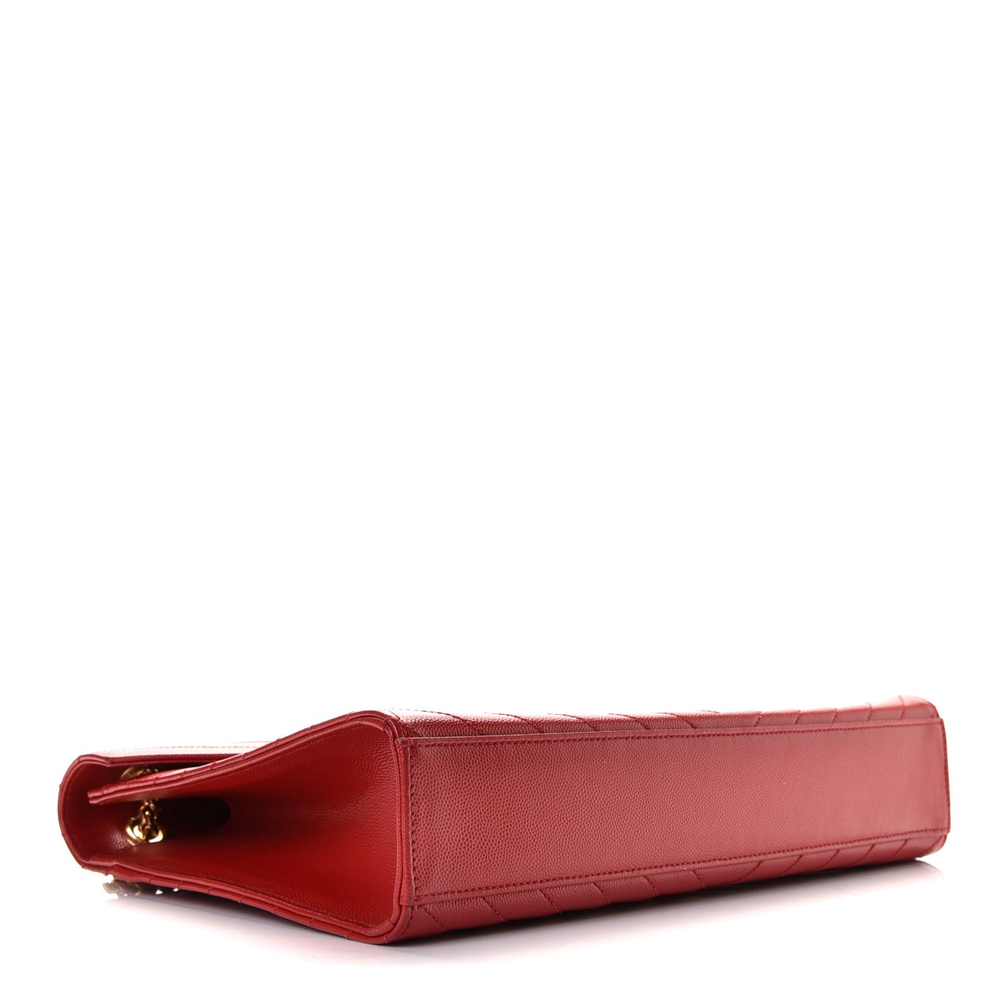 Grain De Poudre Matelasse Chevron Large Monogram Satchel Lipstick Red