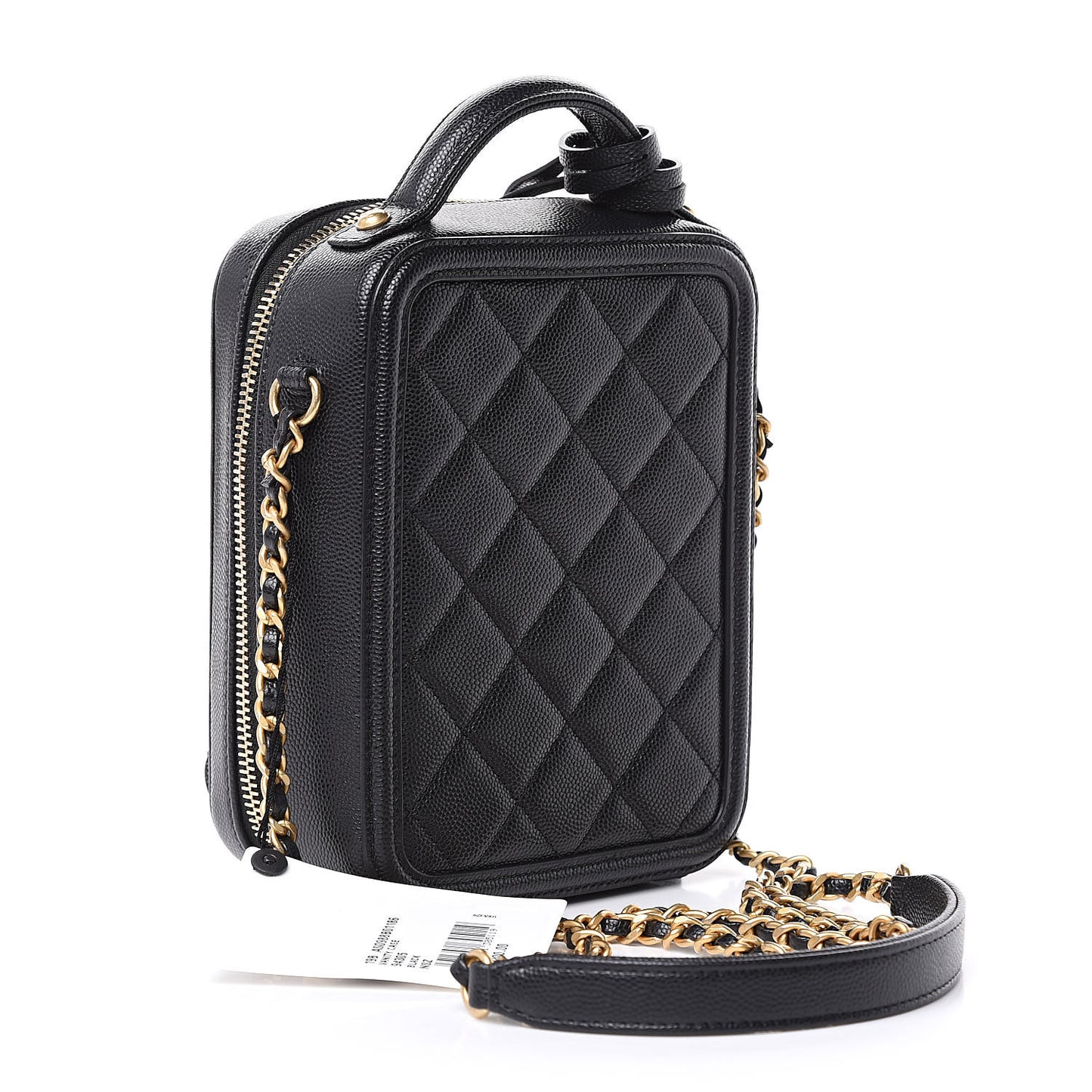 Caviar Quilted CC North South Filigree Vanity Case Black