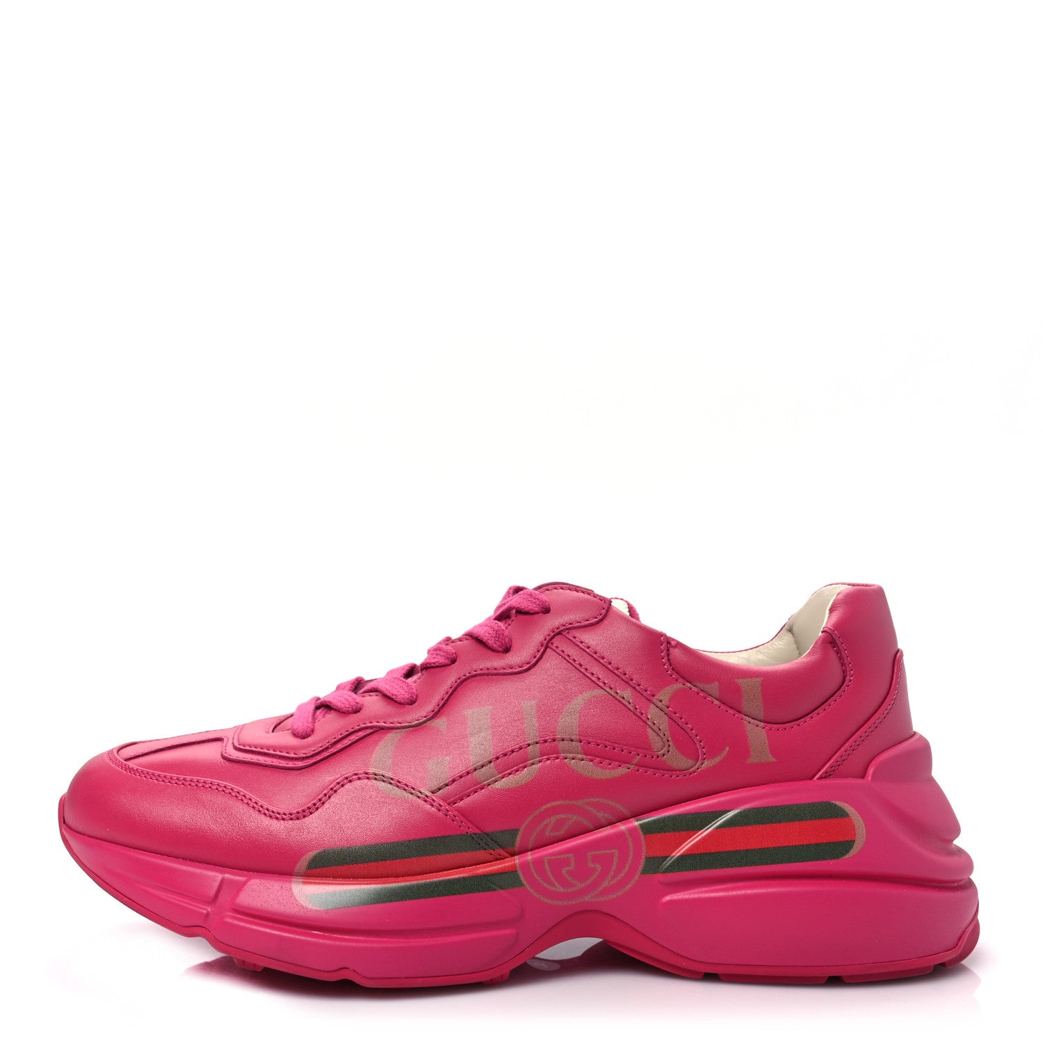 Gucci Calfskin Logo Womens Rhyton Sneakers 40 Box Pink 1 of 6